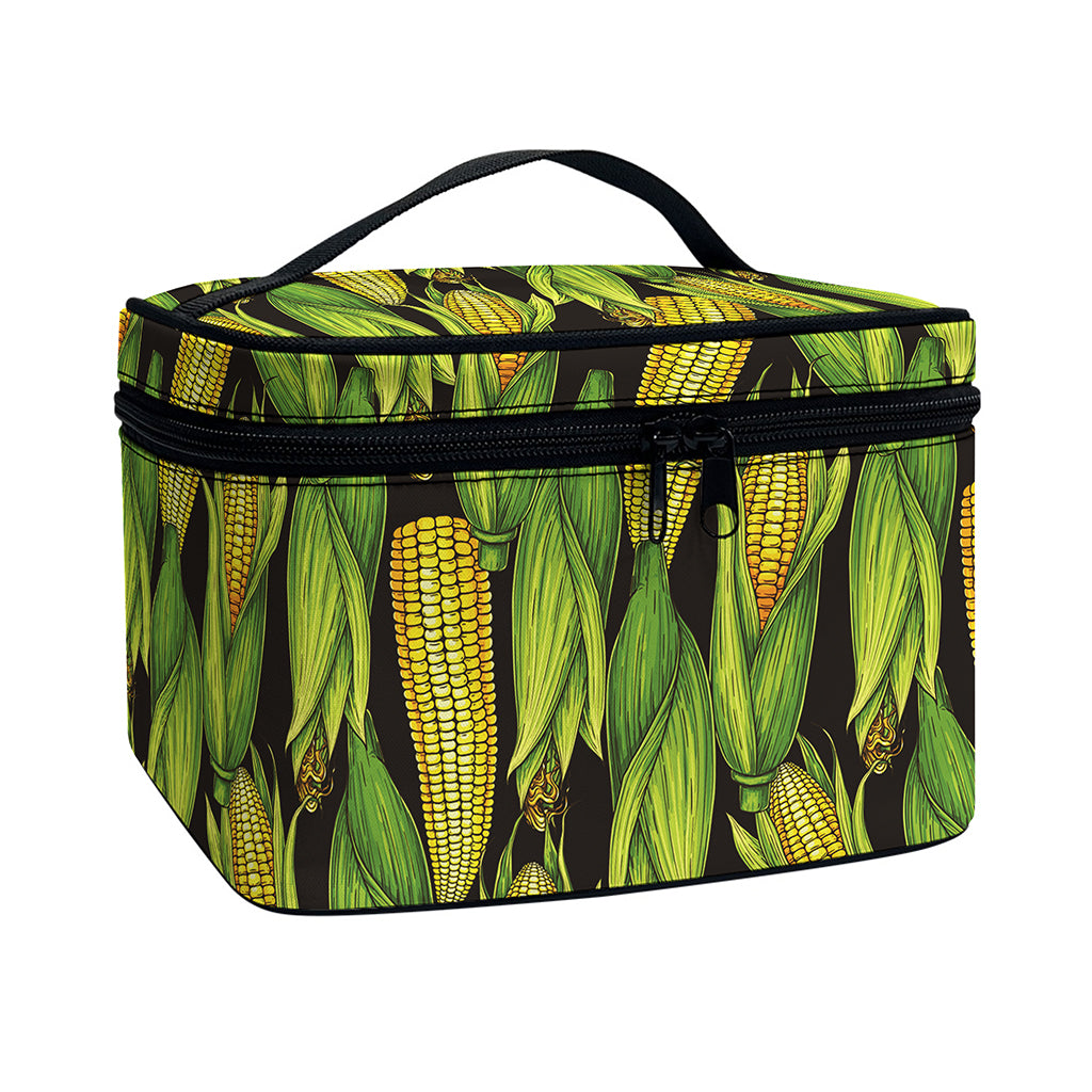 Hand-Drawn Corncob Pattern Print Travel Makeup Bag