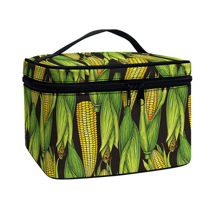 Hand-Drawn Corncob Pattern Print Travel Makeup Bag