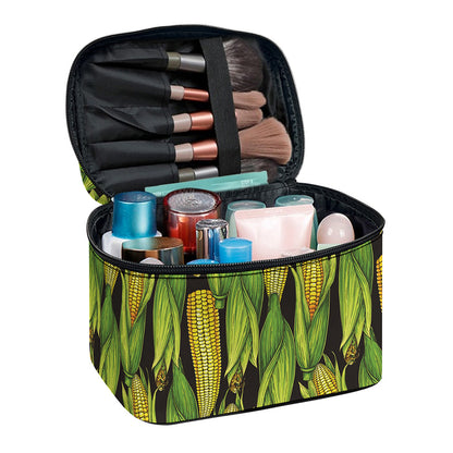 Hand-Drawn Corncob Pattern Print Travel Makeup Bag