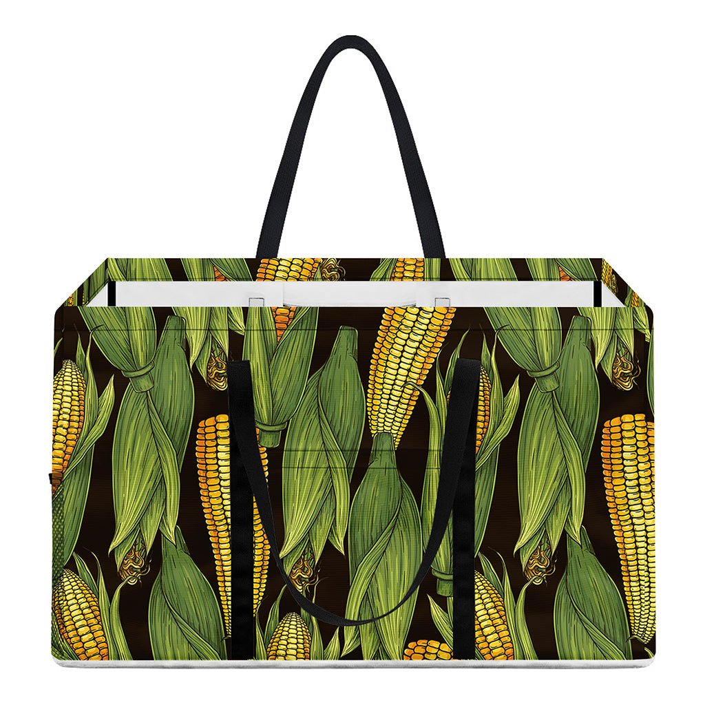 Hand-Drawn Corncob Pattern Print Utility Tote Bag