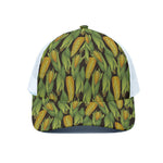 Hand-Drawn Corncob Pattern Print White Mesh Trucker Cap