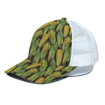 Hand-Drawn Corncob Pattern Print White Mesh Trucker Cap