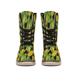 Hand-Drawn Corncob Pattern Print Winter Boots