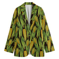Hand-Drawn Corncob Pattern Print Women's Blazer
