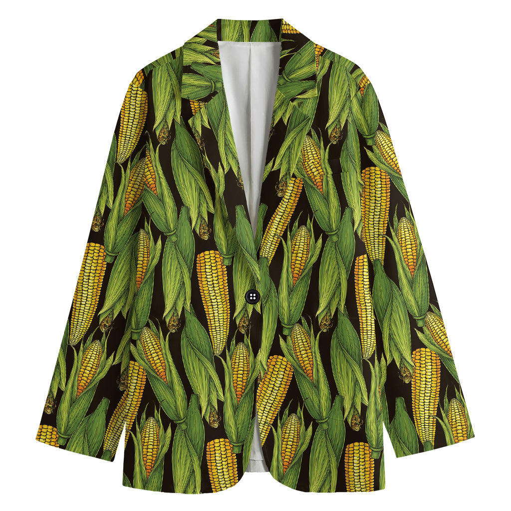 Hand-Drawn Corncob Pattern Print Women's Blazer
