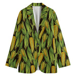 Hand-Drawn Corncob Pattern Print Women's Blazer