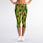 Hand-Drawn Corncob Pattern Print Women's Capri Leggings