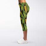 Hand-Drawn Corncob Pattern Print Women's Capri Leggings