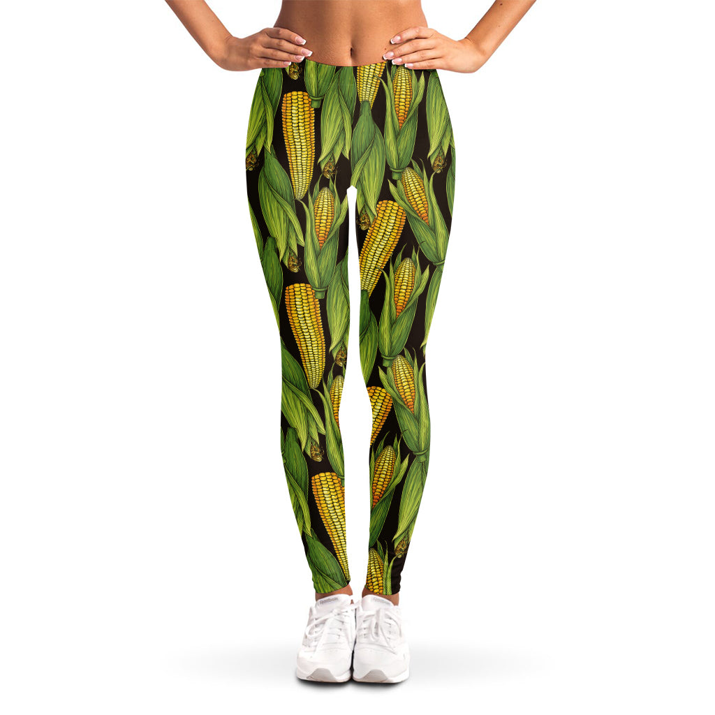 Hand-Drawn Corncob Pattern Print Women's Leggings