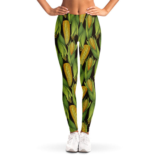 Hand-Drawn Corncob Pattern Print Women's Leggings