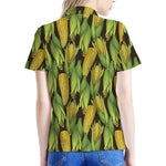 Hand-Drawn Corncob Pattern Print Women's Polo Shirt
