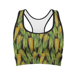 Hand-Drawn Corncob Pattern Print Women's Sports Bra