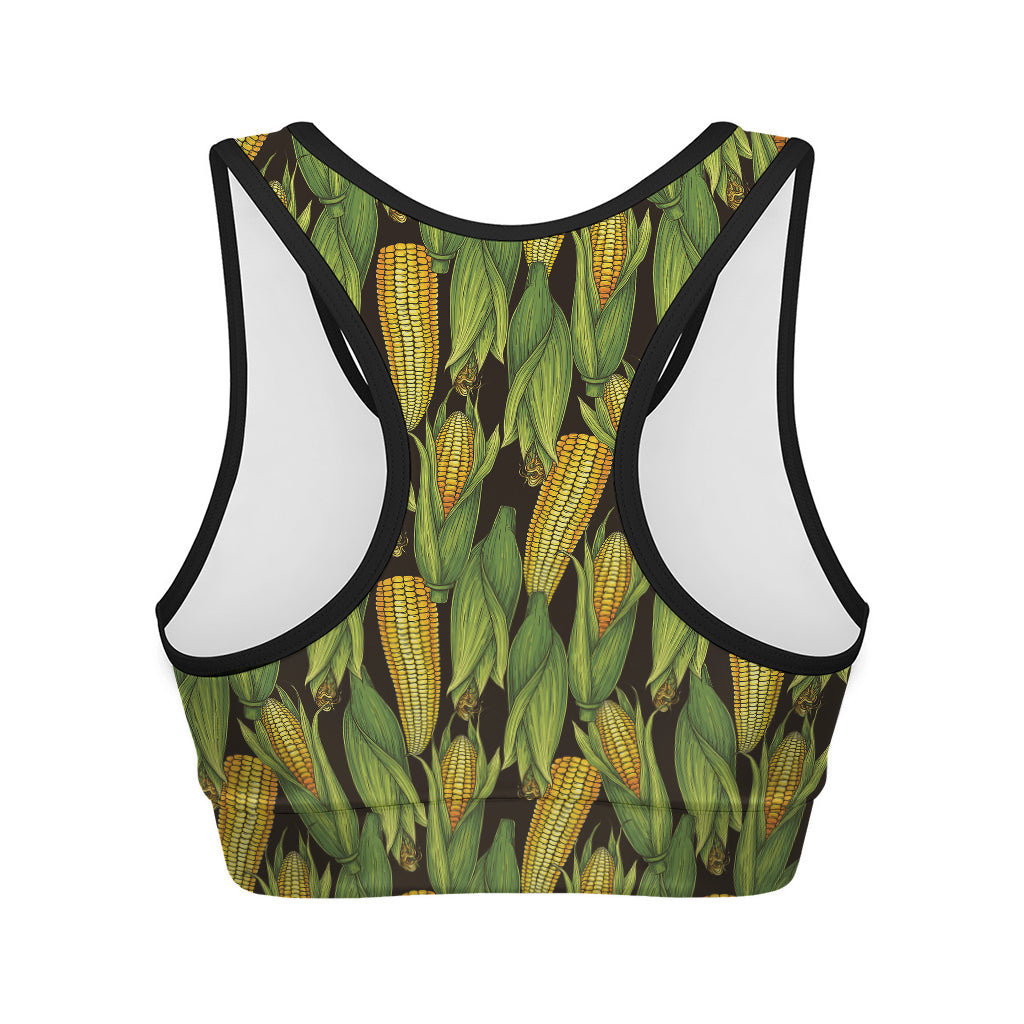Hand-Drawn Corncob Pattern Print Women's Sports Bra