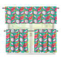 Hand Drawn Dragon Fruit Pattern Print 3 Piece Kitchen Curtains