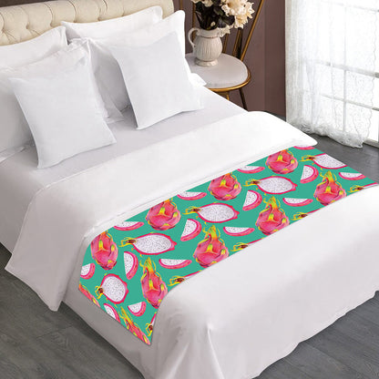 Hand Drawn Dragon Fruit Pattern Print Bed Runner