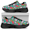 Hand Drawn Dragon Fruit Pattern Print Black Chunky Shoes
