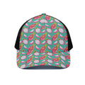 Hand Drawn Dragon Fruit Pattern Print Black Mesh Trucker Hat