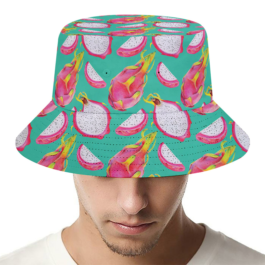 Hand Drawn Dragon Fruit Pattern Print Bucket Hat