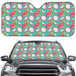 Hand Drawn Dragon Fruit Pattern Print Car Windshield Sun Shade