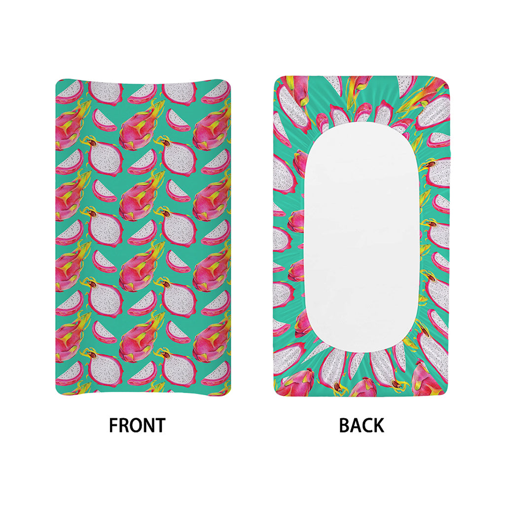 Hand Drawn Dragon Fruit Pattern Print Changing Pad Cover