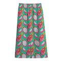Hand Drawn Dragon Fruit Pattern Print Cotton Front Slit Maxi Skirt