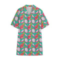 Hand Drawn Dragon Fruit Pattern Print Cotton Hawaiian Shirt