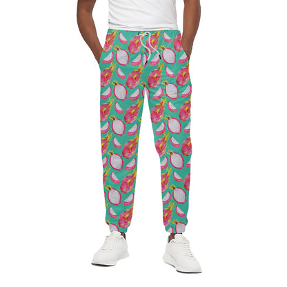 Hand Drawn Dragon Fruit Pattern Print Cotton Pants
