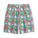 Hand Drawn Dragon Fruit Pattern Print Cotton Shorts