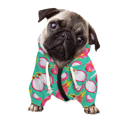 Hand Drawn Dragon Fruit Pattern Print Dog Zip Up Hoodie