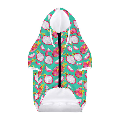 Hand Drawn Dragon Fruit Pattern Print Dog Zip Up Hoodie