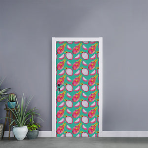 Hand Drawn Dragon Fruit Pattern Print Door Sticker