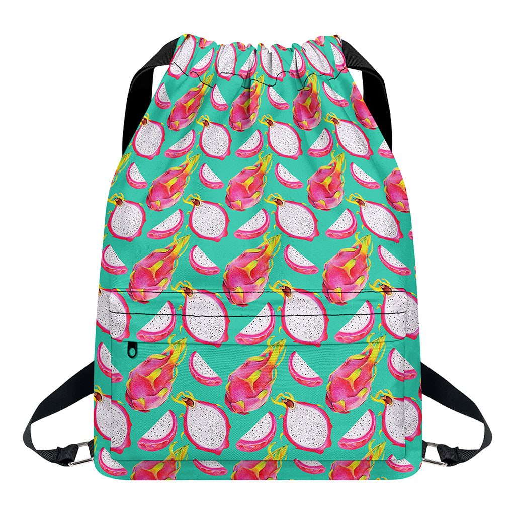 Hand Drawn Dragon Fruit Pattern Print Drawstring Backpack
