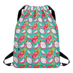Hand Drawn Dragon Fruit Pattern Print Drawstring Backpack