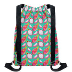 Hand Drawn Dragon Fruit Pattern Print Drawstring Backpack