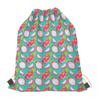 Hand Drawn Dragon Fruit Pattern Print Drawstring Bag