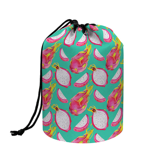 Hand Drawn Dragon Fruit Pattern Print Drawstring Makeup Bag