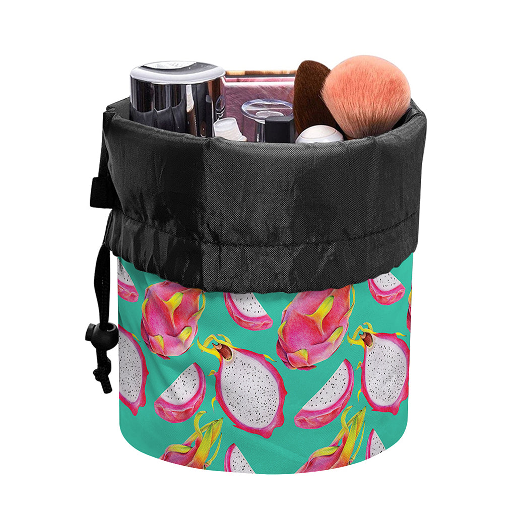 Hand Drawn Dragon Fruit Pattern Print Drawstring Makeup Bag