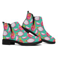 Hand Drawn Dragon Fruit Pattern Print Flat Ankle Boots