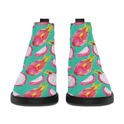 Hand Drawn Dragon Fruit Pattern Print Flat Ankle Boots