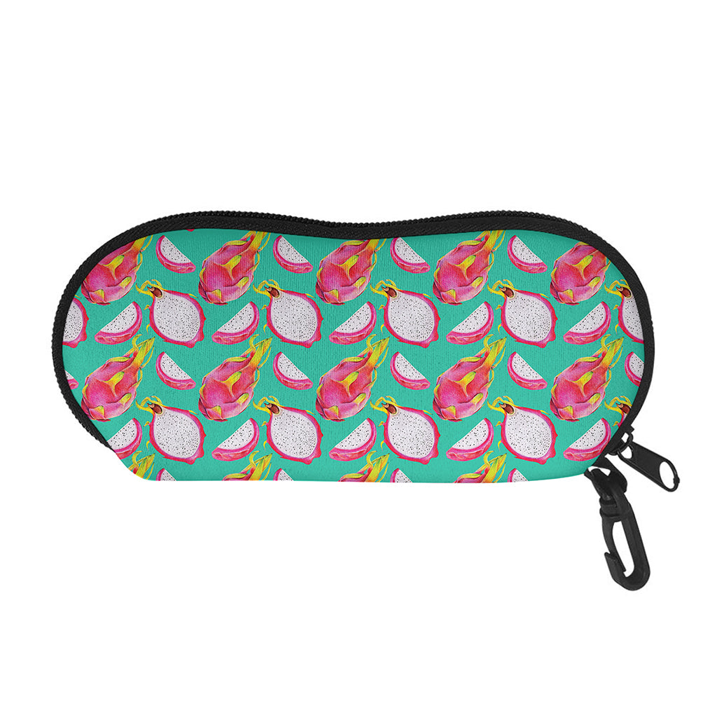 Hand Drawn Dragon Fruit Pattern Print Glasses Case
