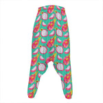 Hand Drawn Dragon Fruit Pattern Print Hammer Pants