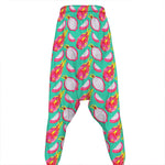 Hand Drawn Dragon Fruit Pattern Print Hammer Pants