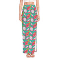 Hand Drawn Dragon Fruit Pattern Print High Slit Maxi Skirt