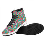 Hand Drawn Dragon Fruit Pattern Print High Top Leather Sneakers