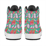 Hand Drawn Dragon Fruit Pattern Print High Top Leather Sneakers