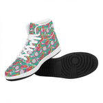 Hand Drawn Dragon Fruit Pattern Print High Top Leather Sneakers