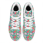 Hand Drawn Dragon Fruit Pattern Print High Top Leather Sneakers