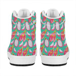 Hand Drawn Dragon Fruit Pattern Print High Top Leather Sneakers