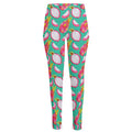 Hand Drawn Dragon Fruit Pattern Print High-Waisted Pocket Leggings