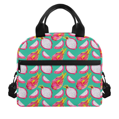 Hand Drawn Dragon Fruit Pattern Print Insulated Lunch Bag